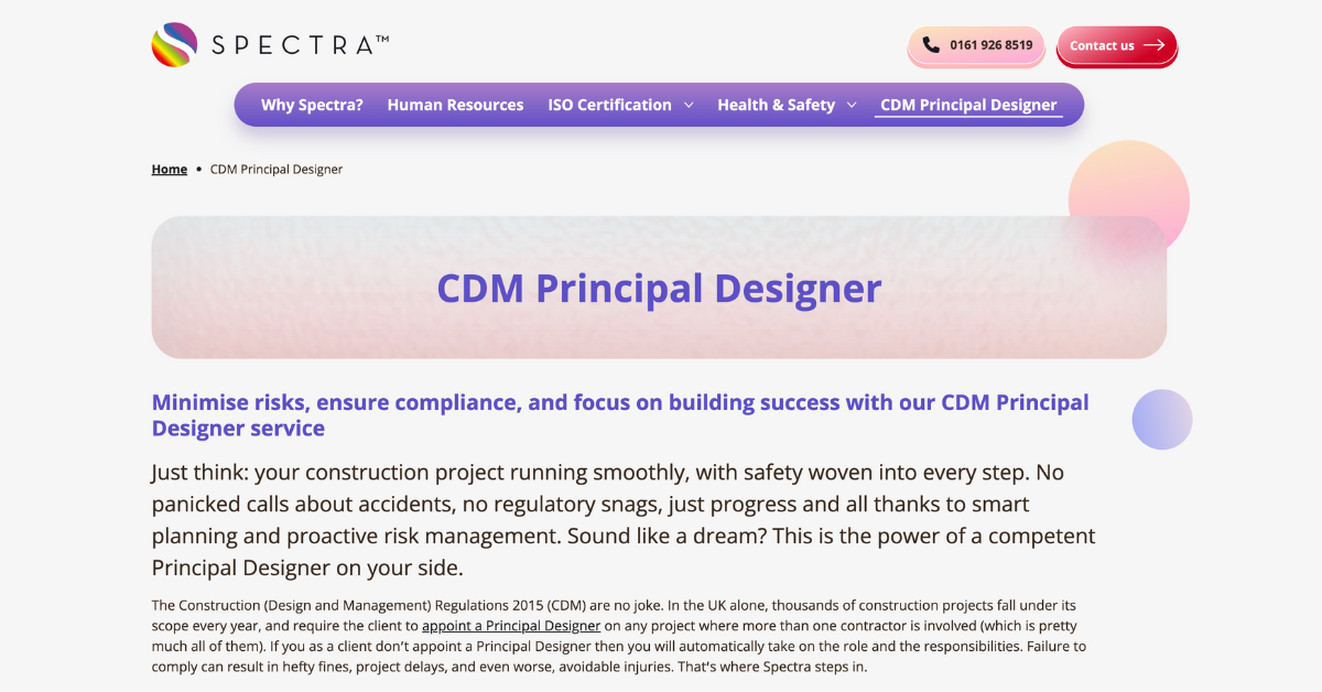 CDM Principal Designer The Spectra Group